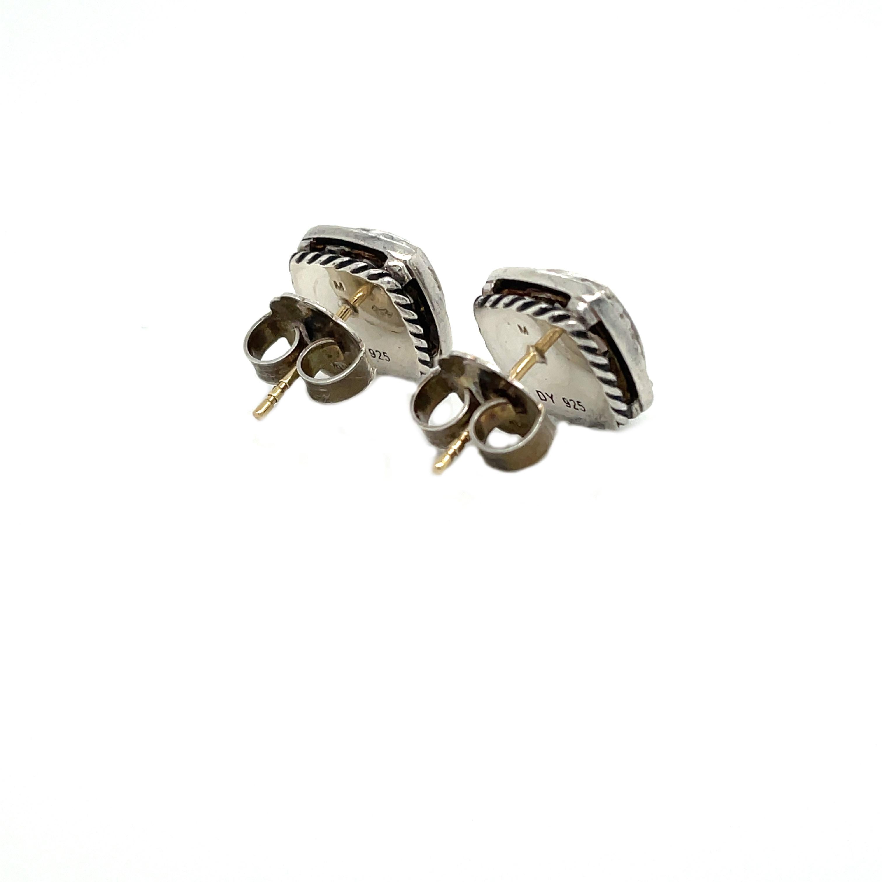 Zweifarbige Ohrringe von David Yurman aus Rauchquarz und Diamanten 4