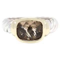 David Yurman Smoky Quartz Noblesse Ring, 14k Yellowgold Sterling Silver