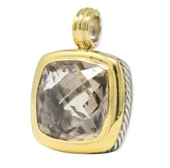 David Yurman Smoky Quartz Sterling Silver 18 Karat Gold Pendant