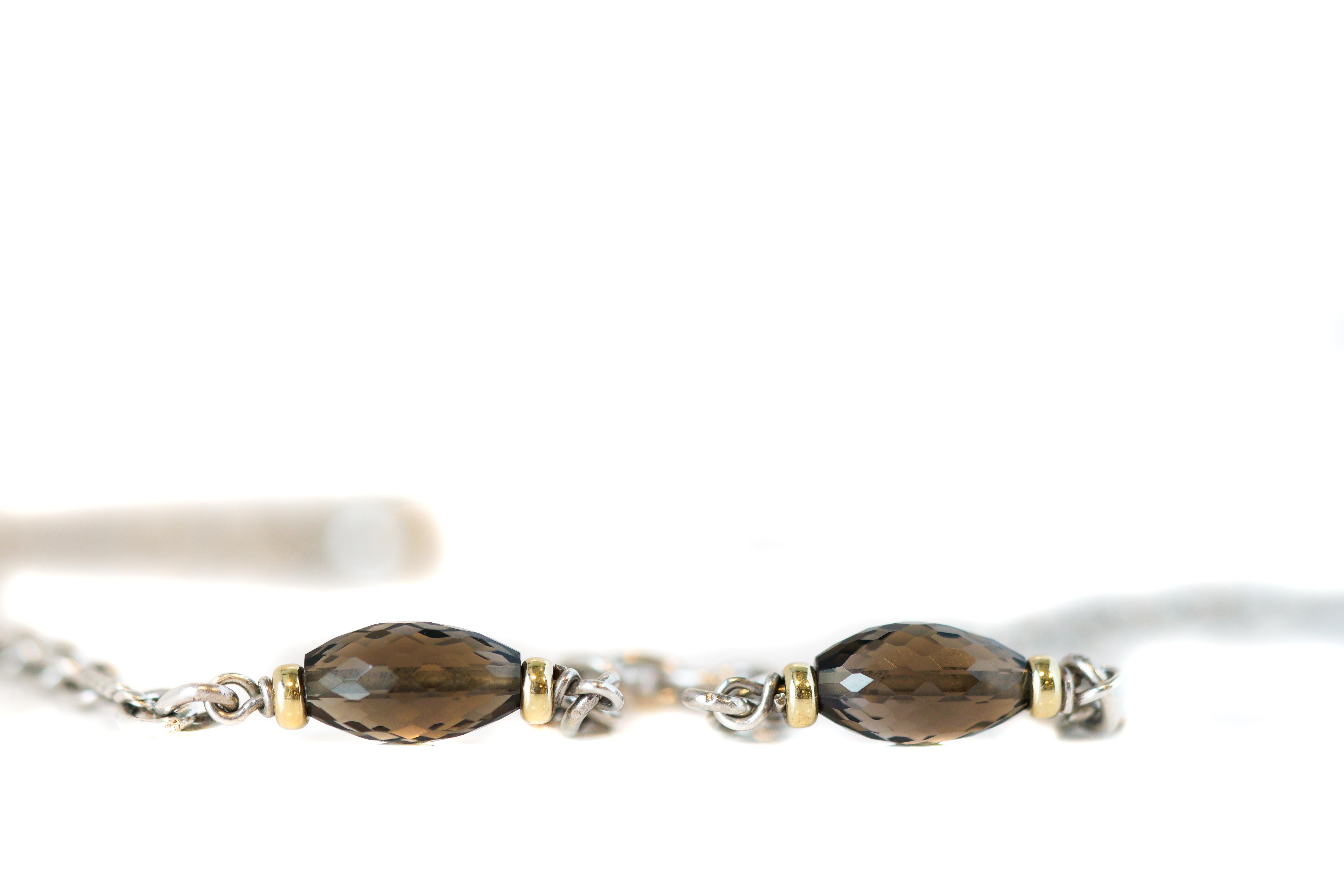 David Yurman Halskette aus Rauchquarz, Sterlingsilber und 18 Karat Gold (Zeitgenössisch) im Angebot