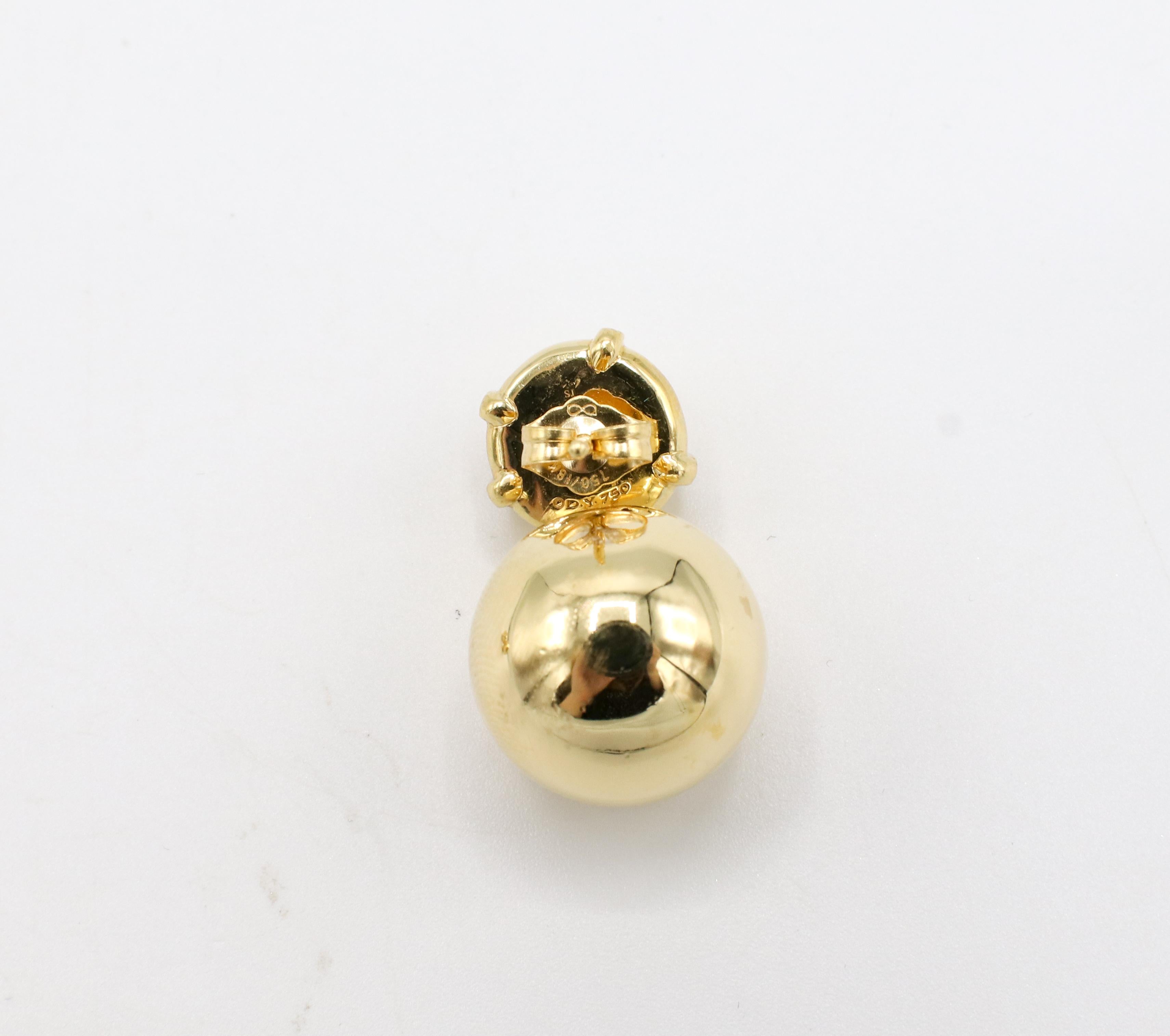 Round Cut David Yurman Solari 18 Karat Gold Double Ball Pave Diamond Drop Earrings
