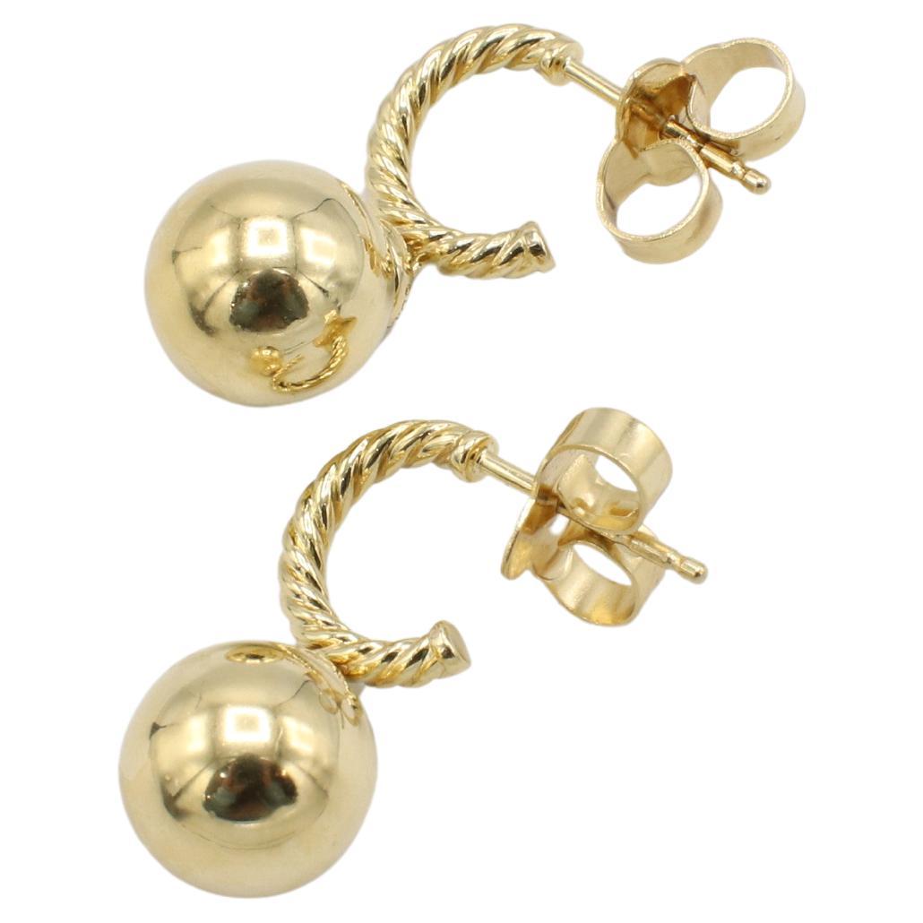 Modern David Yurman Solari 18 Karat Yellow Gold Hoop Ball Dangle Earrings