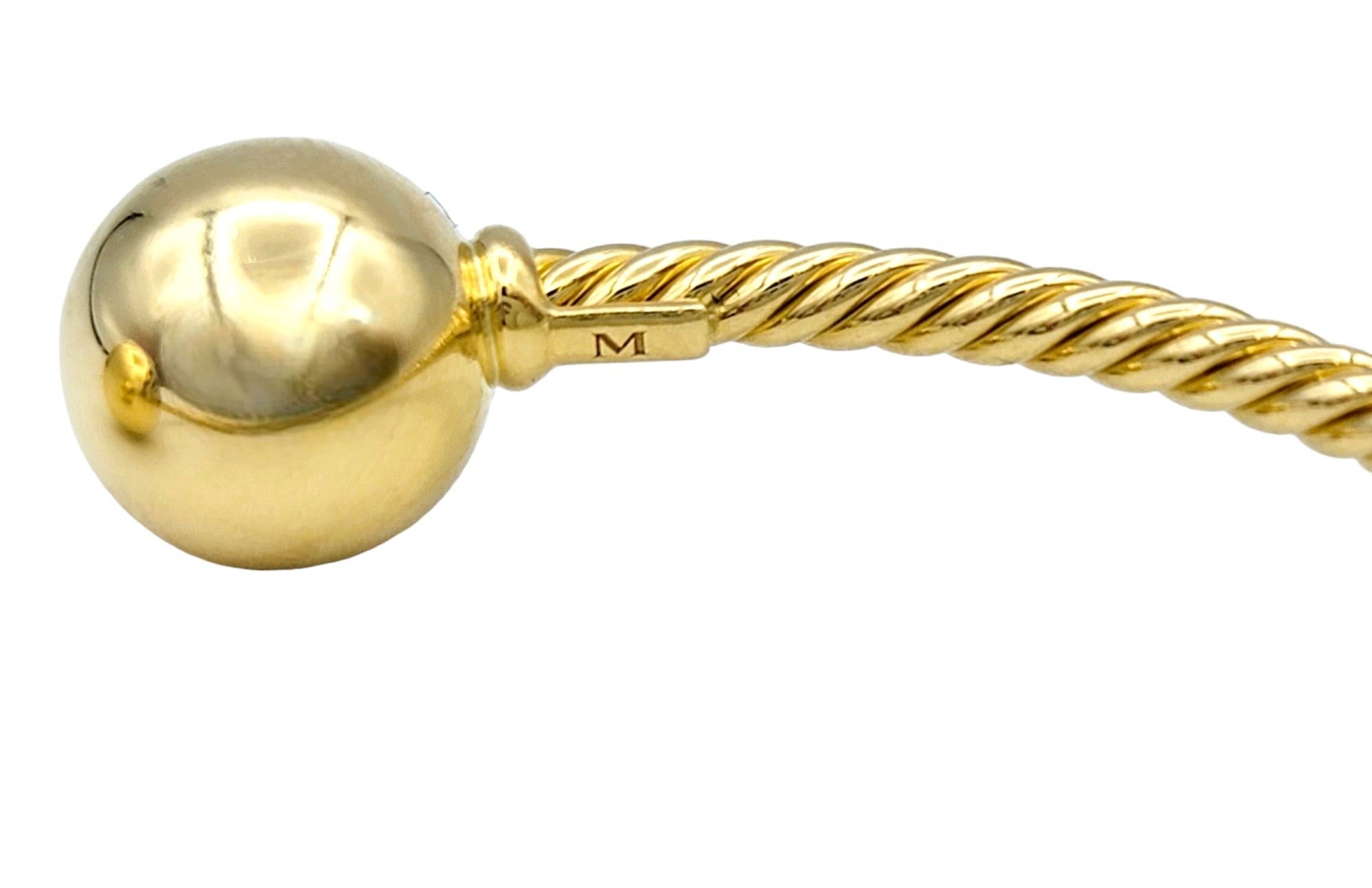 Contemporary David Yurman Solari Cablespira Twisted Cuff Bracelet Set in 18 Karat Yellow Gold For Sale