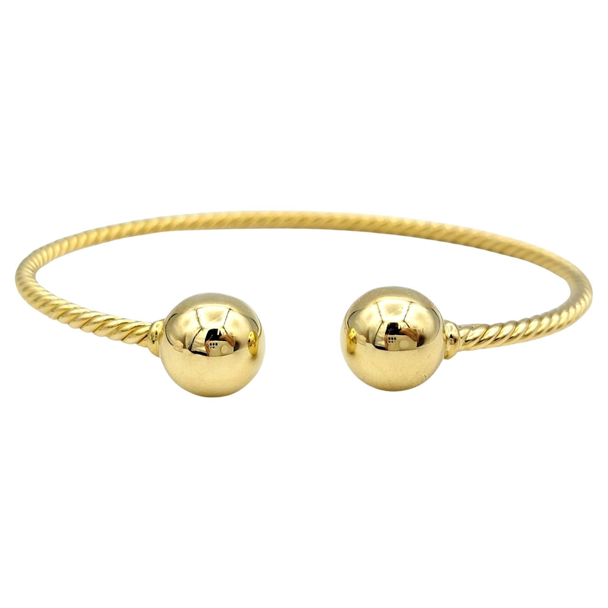 David Yurman Solari Cablespira gedrehtes Manschettenarmband aus 18 Karat Gelbgold im Angebot