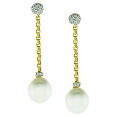 Used David Yurman Solari Chain Drop Earrings with Diamonds and Pearls