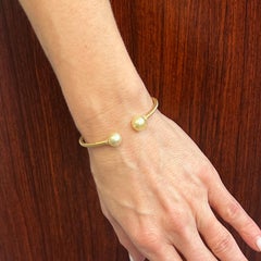 David Yurman Solari Diamond Pearl 18 Karat Yellow Gold Cable Cuff Bracelet New