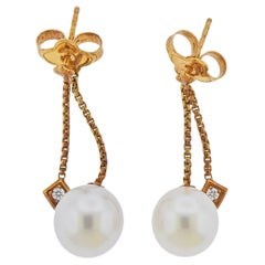 David Yurman Solari Golden South Sea Pearl Gold Diamond Earrings