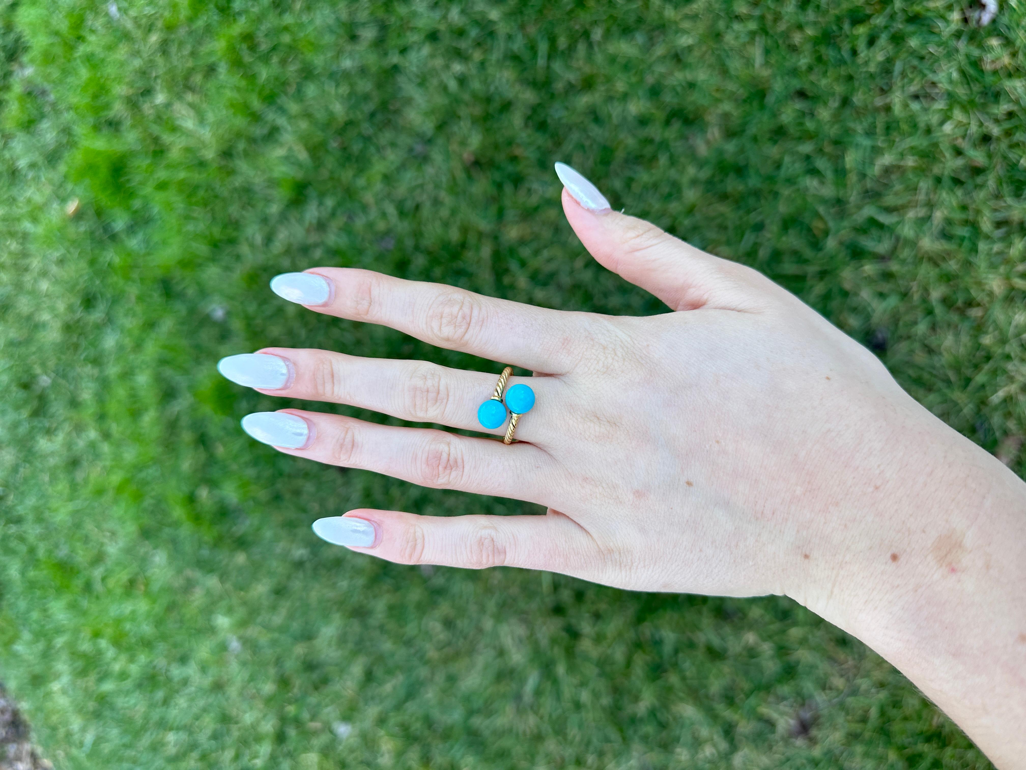 David Yurman Solari Türkis- Bypass-Ring, 18 Karat Gelbgold 2