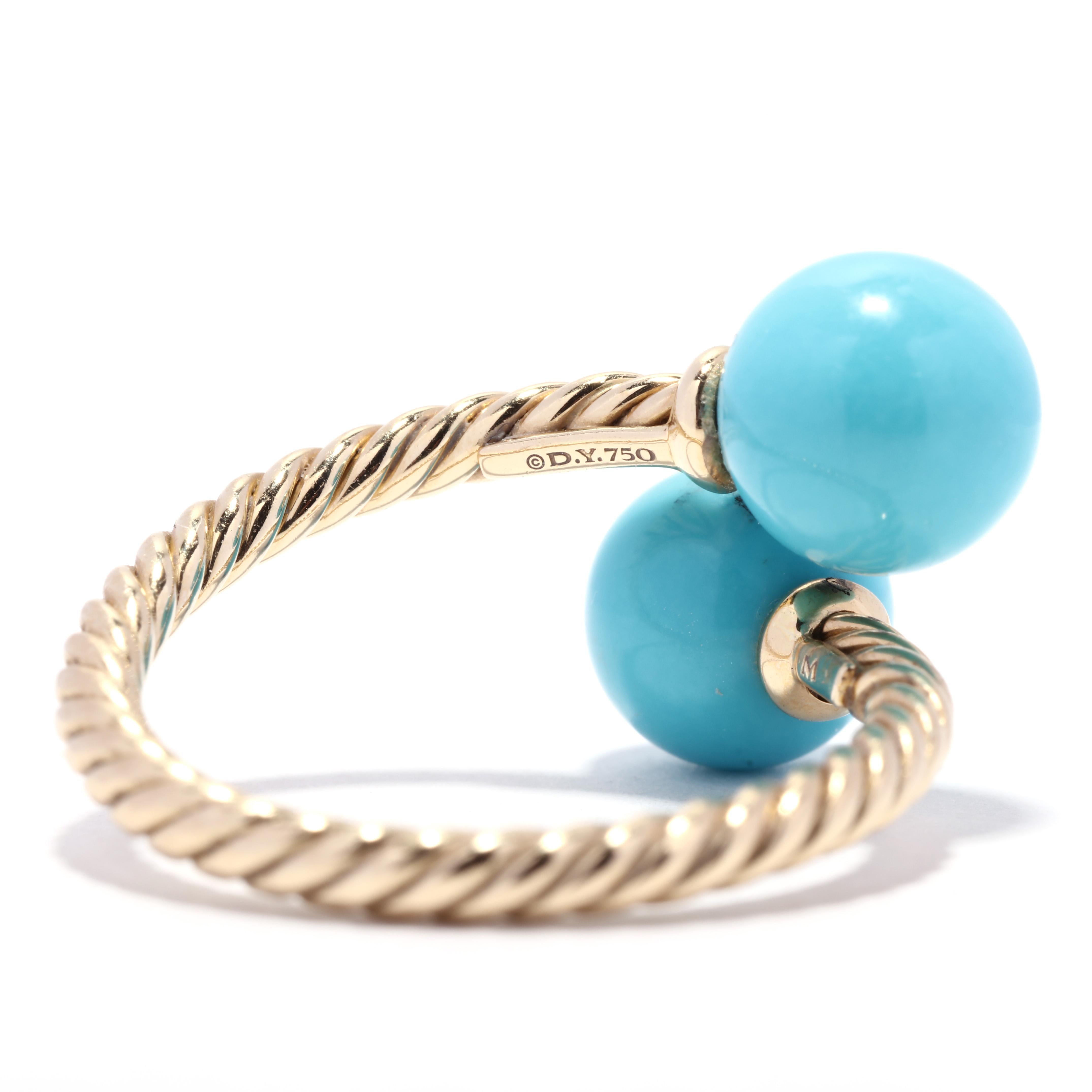 David Yurman Solari Türkis- Bypass-Ring, 18 Karat Gelbgold 1