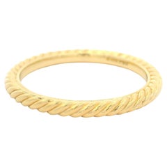 David Yurman Solid 18k Yellow Gold 2mm Classic Cable Band Ring size 6