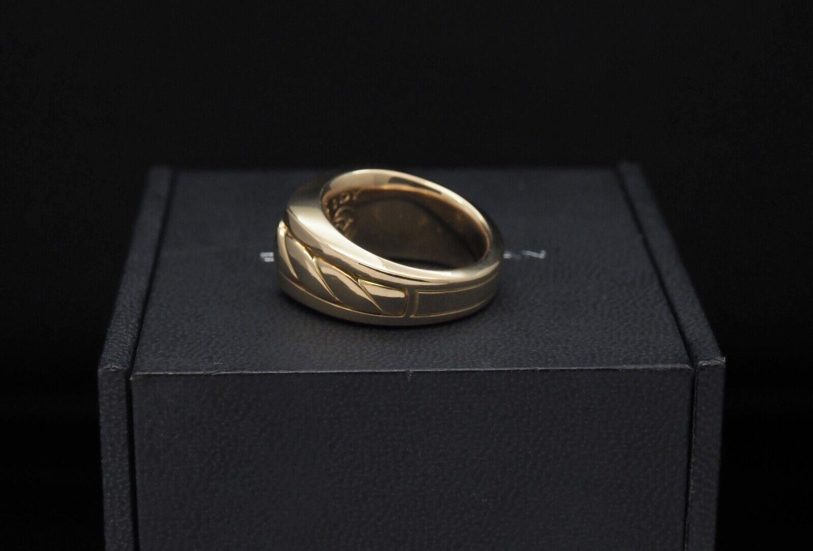 David Yurman Solid 18k Yellow Gold Contemporary Cigar Ring, Size 8 - 19.1g For Sale 6