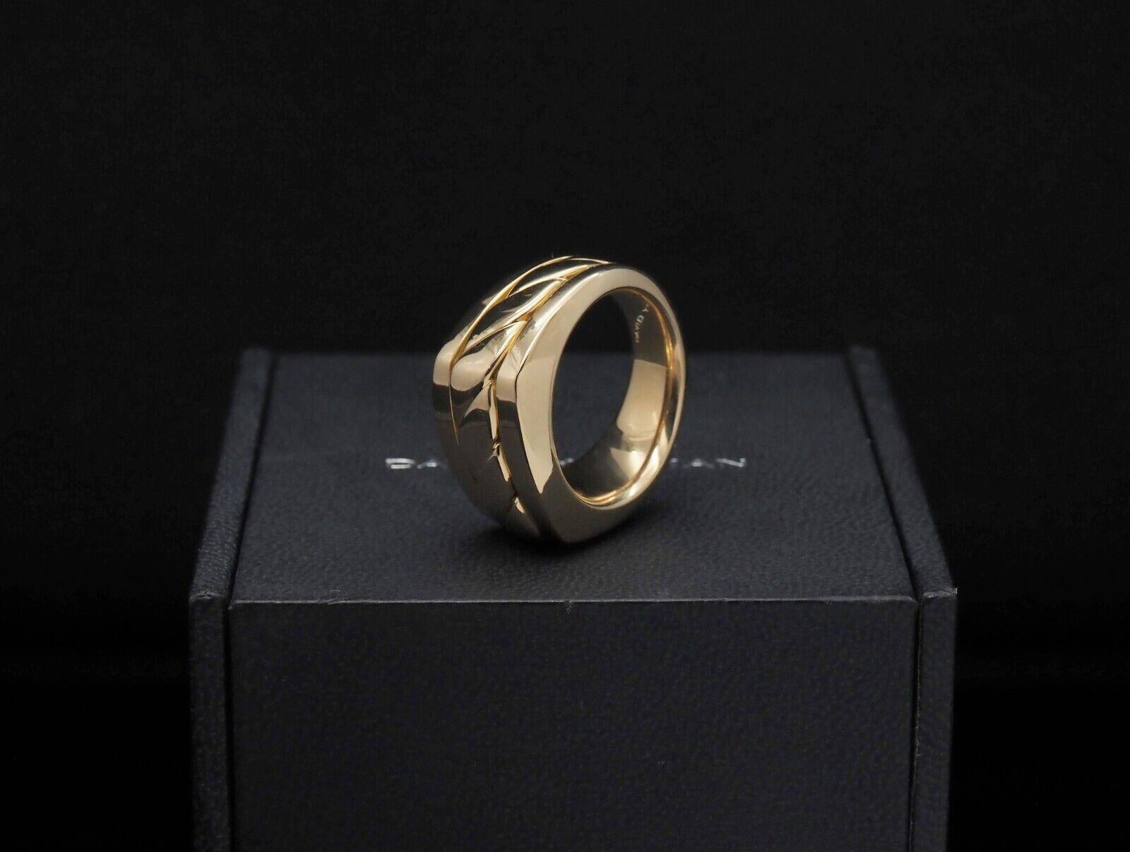 David Yurman Solid 18k Yellow Gold Contemporary Cigar Ring, Size 8 - 19.1g For Sale 8