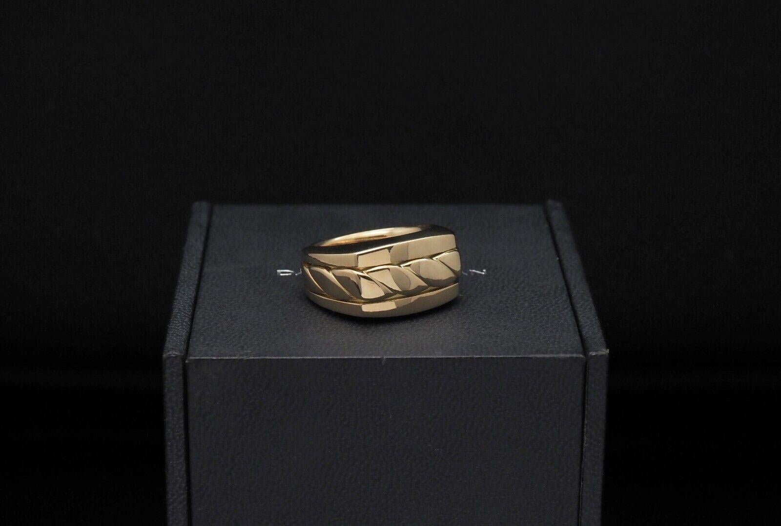 David Yurman Solid 18k Yellow Gold Contemporary Cigar Ring, Size 8 - 19.1g For Sale 1