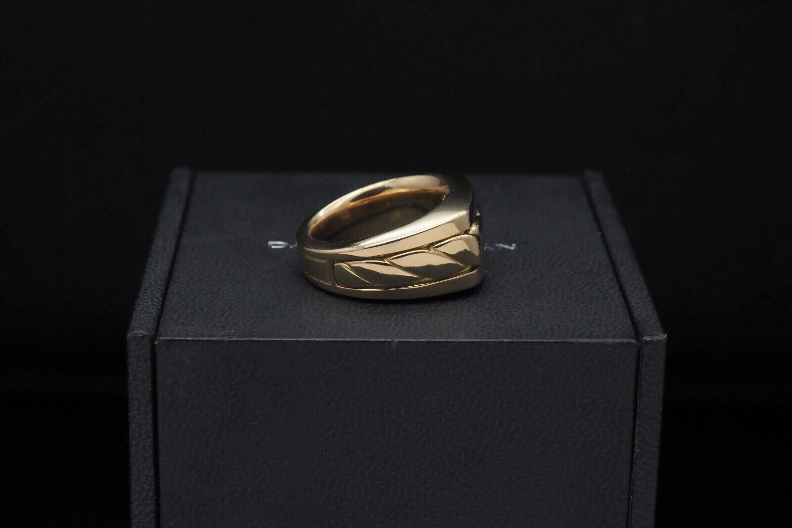 David Yurman Solid 18k Yellow Gold Contemporary Cigar Ring, Size 8 - 19.1g For Sale 3
