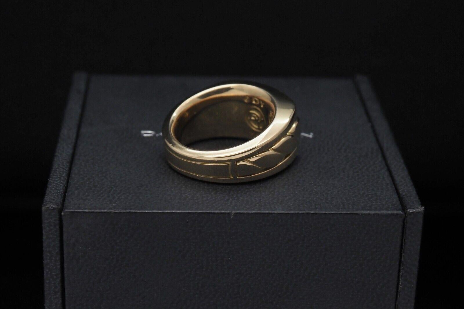David Yurman Solid 18k Yellow Gold Contemporary Cigar Ring, Size 8 - 19.1g For Sale 5