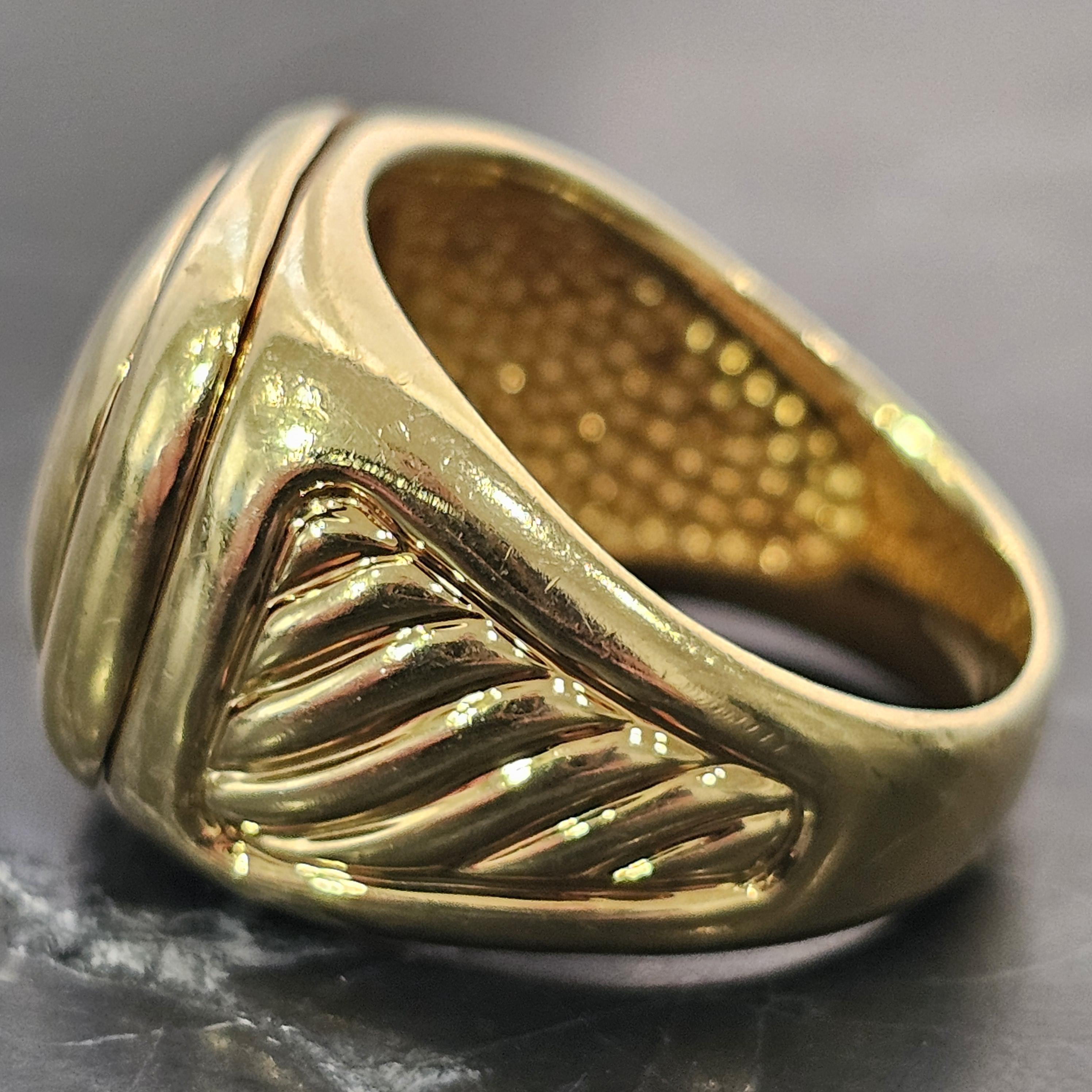 David Yurman Solid 18k Yellow Gold Signet Top Cable Side 17g sz 8.75 Albion en vente 6