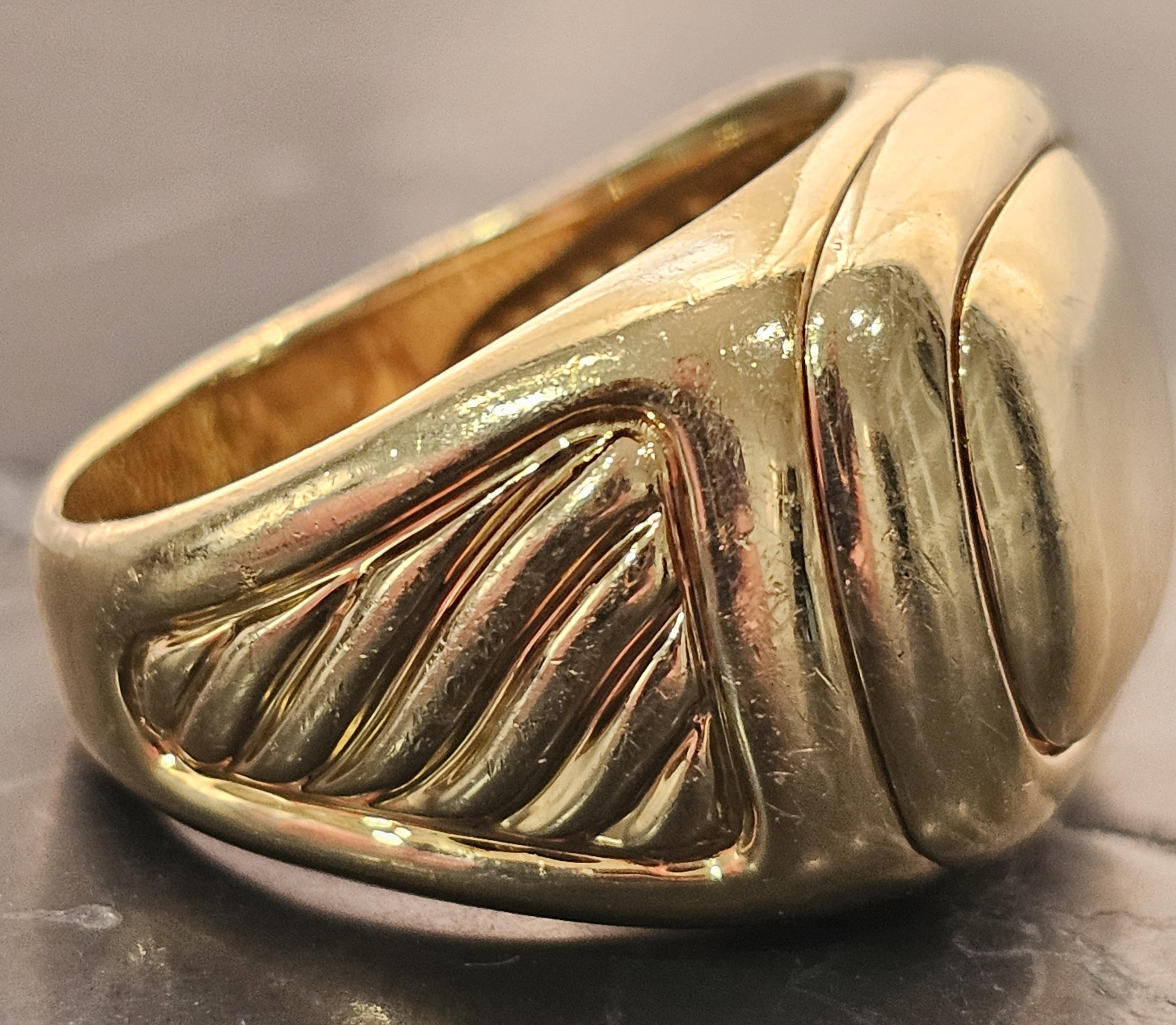 David Yurman Solid 18k Yellow Gold Signet Top Cable Side 17g sz 8.75 Albion en vente 4