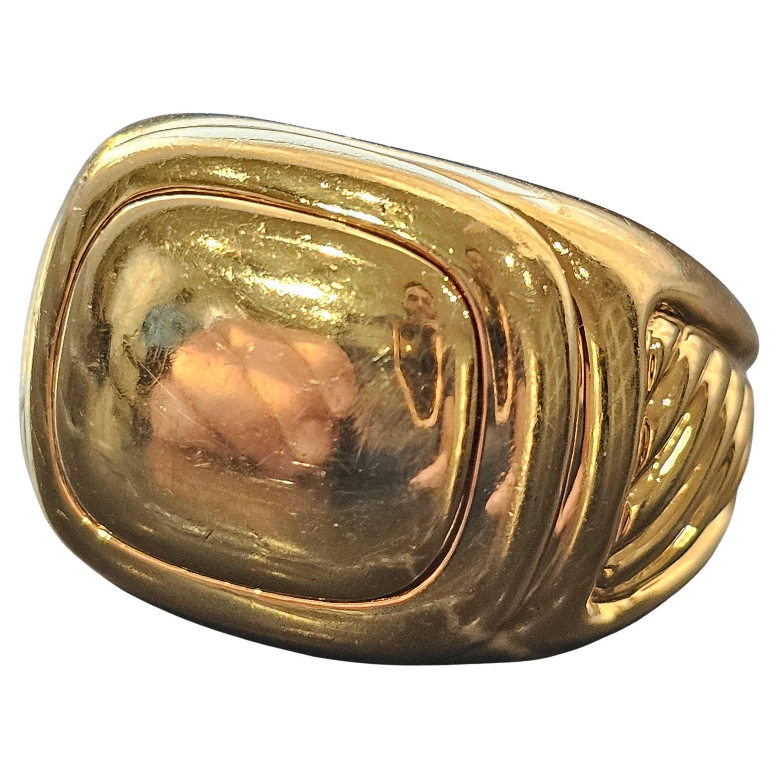 David Yurman Solid 18k Yellow Gold Signet Top Cable Side 17g sz 8.75 Albion en vente