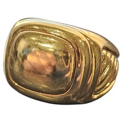 David Yurman Solid 18k Yellow Gold Signet Top Cable Side 17g sz 8.75 Albion