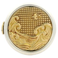 David Yurman Solid Sterling Silver 18k Yellow Gold Water & Fire Flip Ring