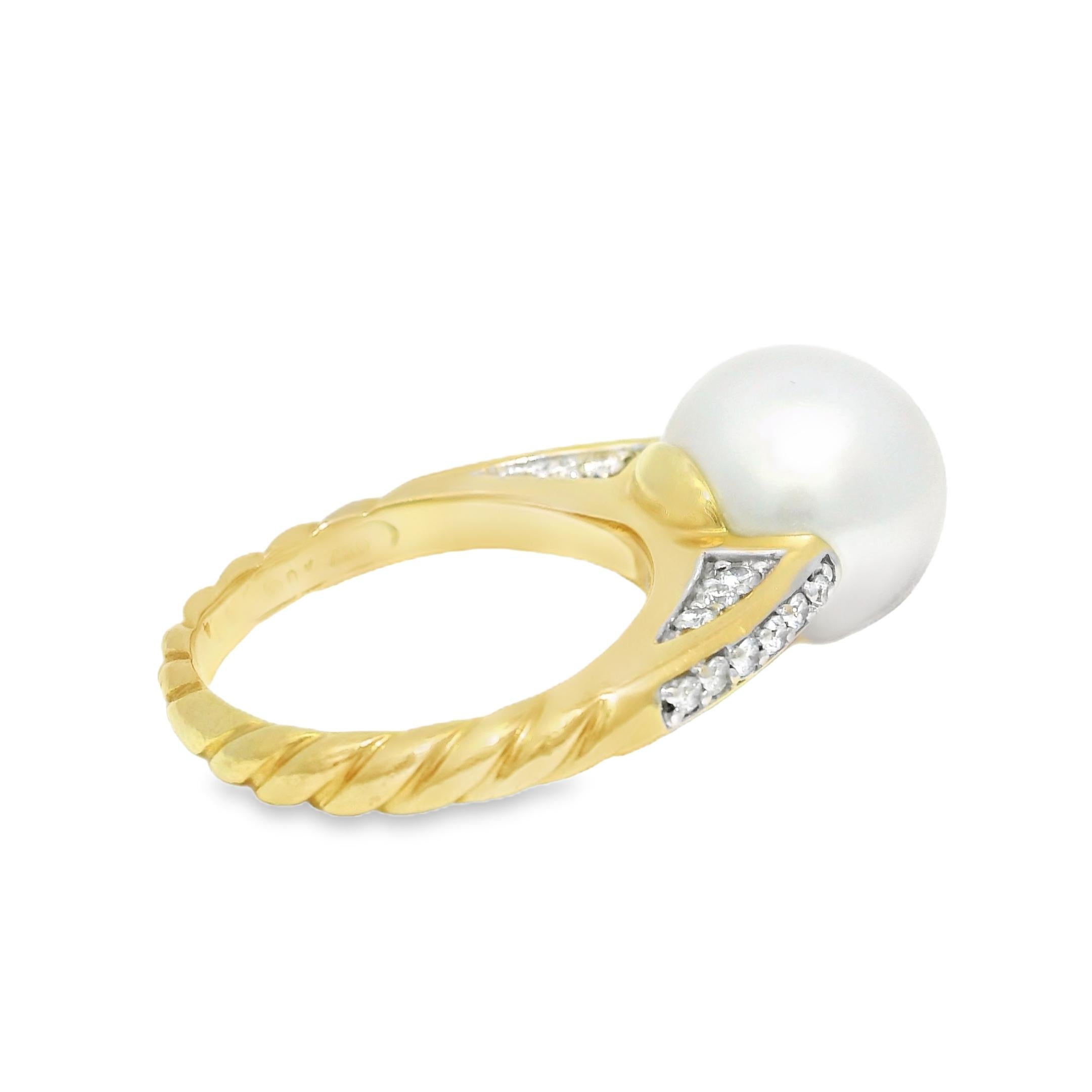 David Yurman South Sea Pearl & Natural Diamond 18-Karat Ring In Stock im Zustand „Hervorragend“ im Angebot in Boca Raton, FL