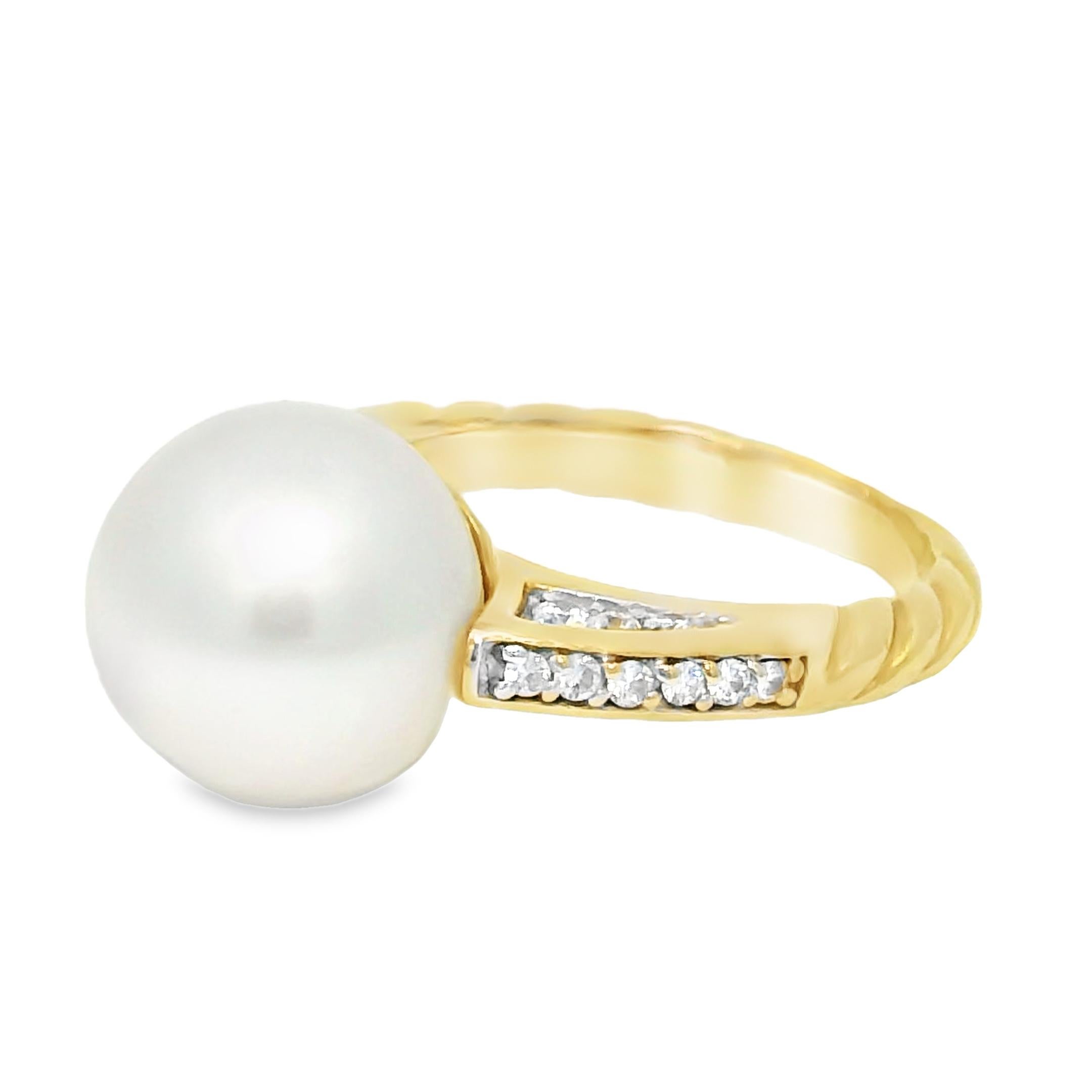 David Yurman South Sea Pearl & Natural Diamond 18-Karat Ring In Stock im Angebot 1