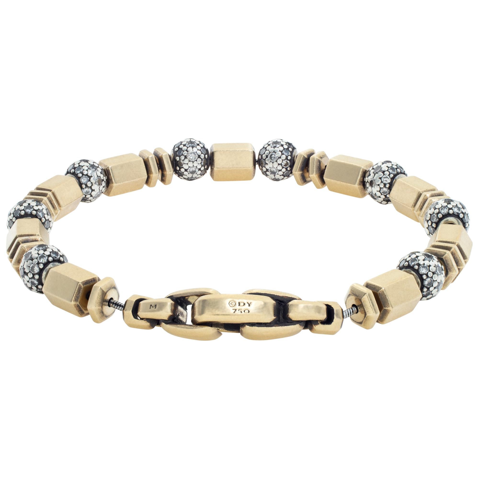 David Yurman Spiritual Bead bracelet in 18k yellow gold with approx. 4.54 carats pave diamonds. 7.25 inch length. Comes with David Yurman appraisal.