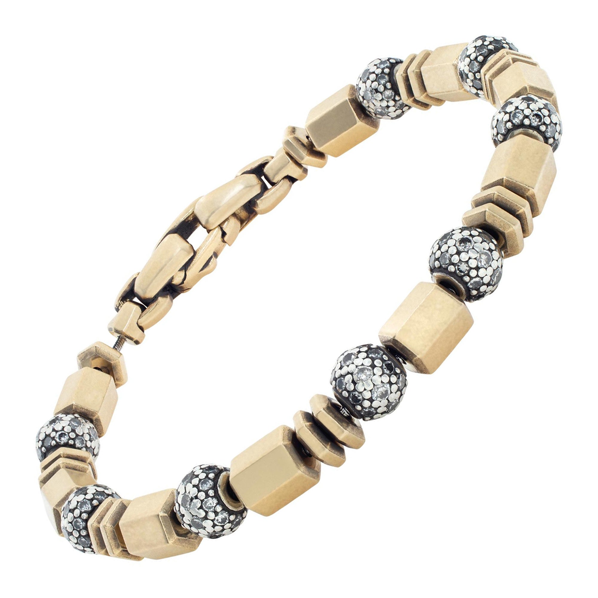David Yurman Spiritual Bead Diamond 18k Yellow Gold Bracelet