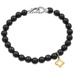 David Yurman Spiritual Bead with Quaterfoil Charm Bracelet Sterling Silver Bead