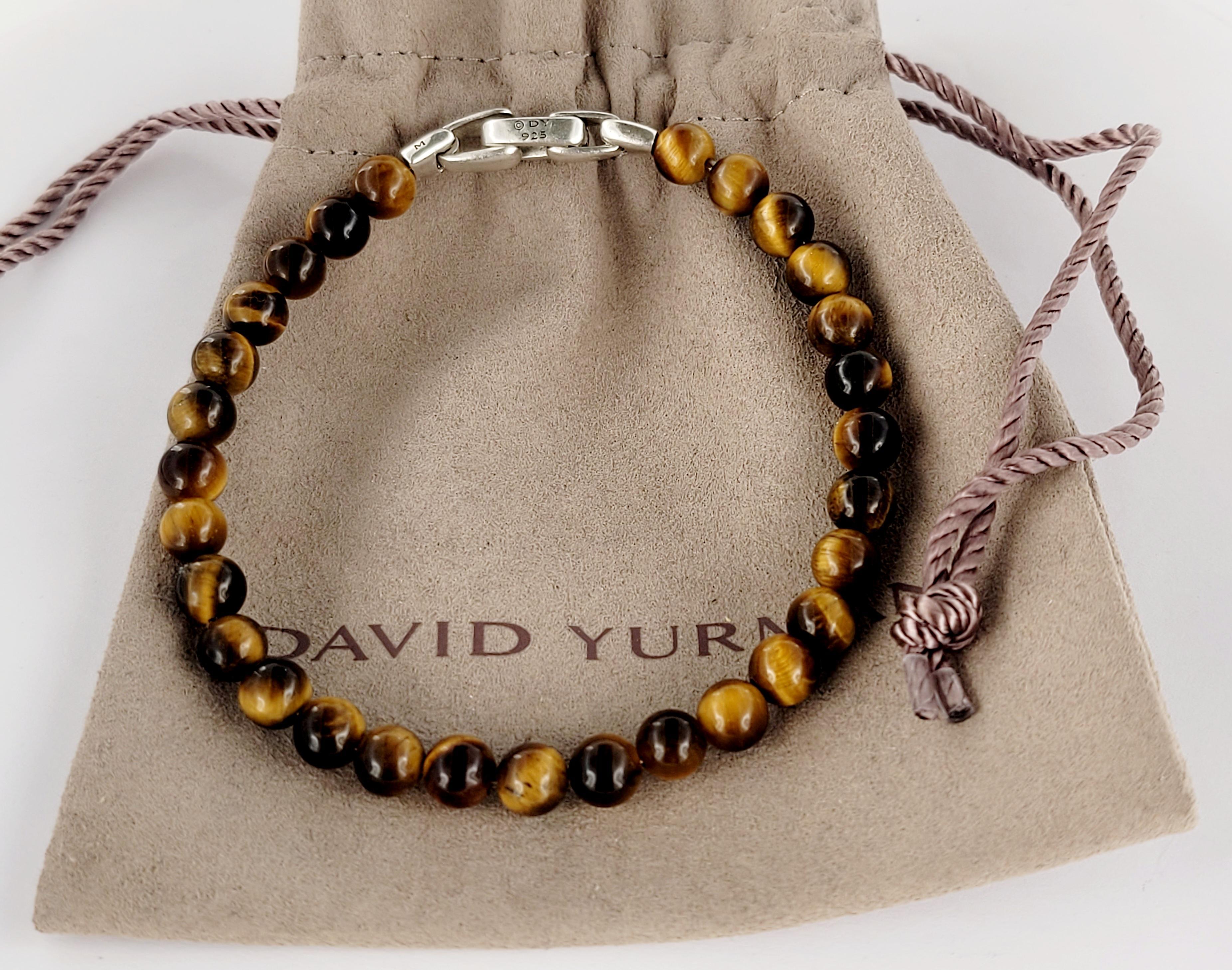 David Yurman Spiritual Beaded Bracelet with Tiger Eye 6.5mm In New Condition For Sale In New York, NY