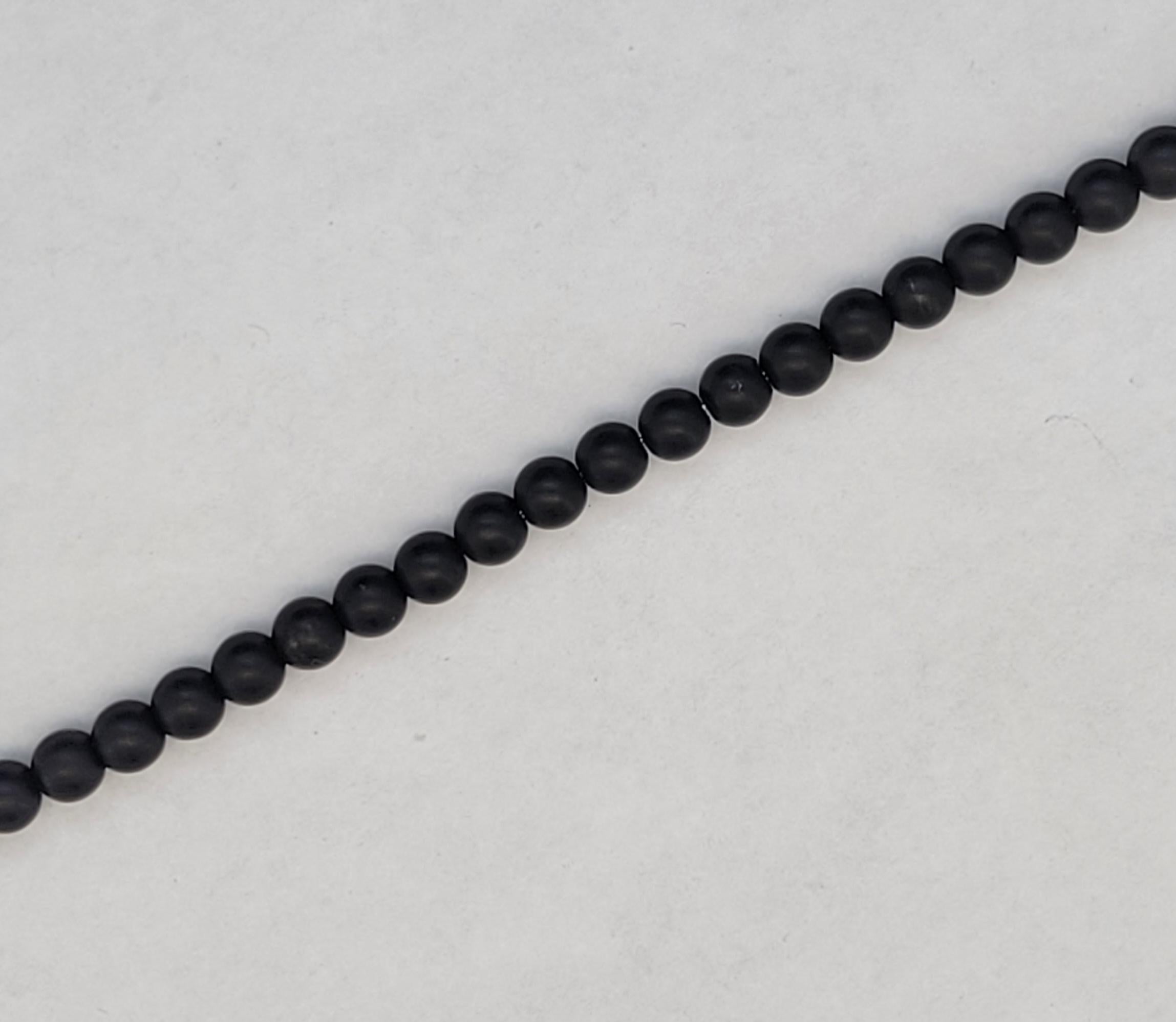 Men's David Yurman Spiritual Beads Bracelet Black Onyx with Sterling Silver, 4mm For Sale