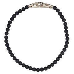David Yurman Spiritual Beads Bracelet Black Onyx with Sterling Silver, 4mm