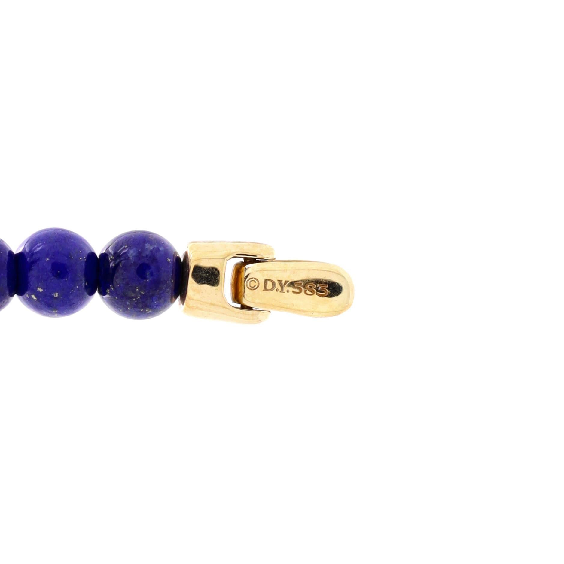 Women's David Yurman Spiritual Beads Bracelet Lapis Lazuli with 14k Yellow Gold
