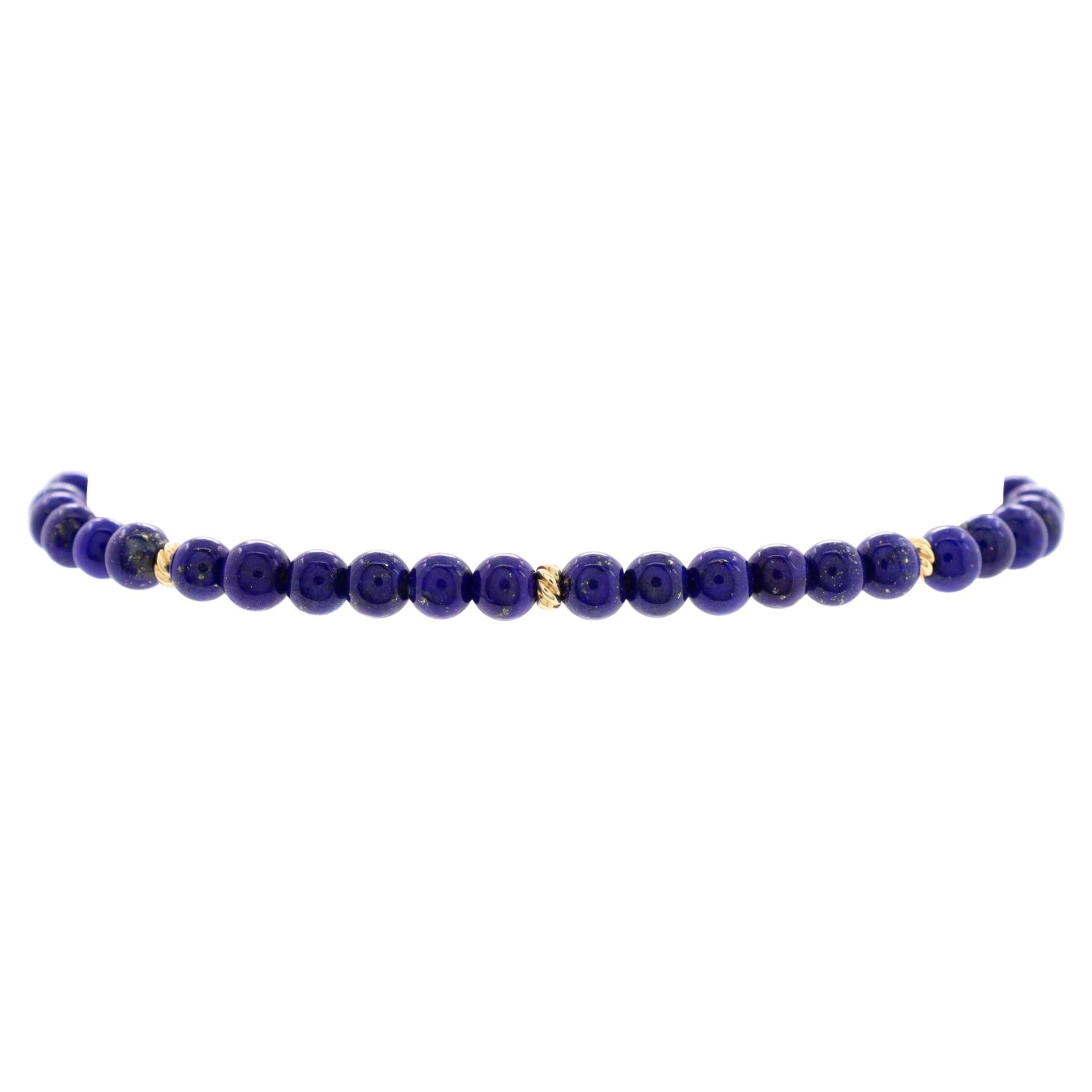 David Yurman Spiritual Beads Bracelet Lapis Lazuli with 14k Yellow Gold