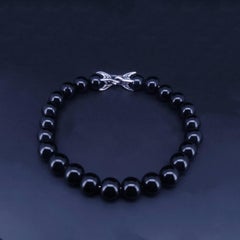 David Yurman Spiritual Beads Bracelet Sterling Silver with Black Onyx, 8mm