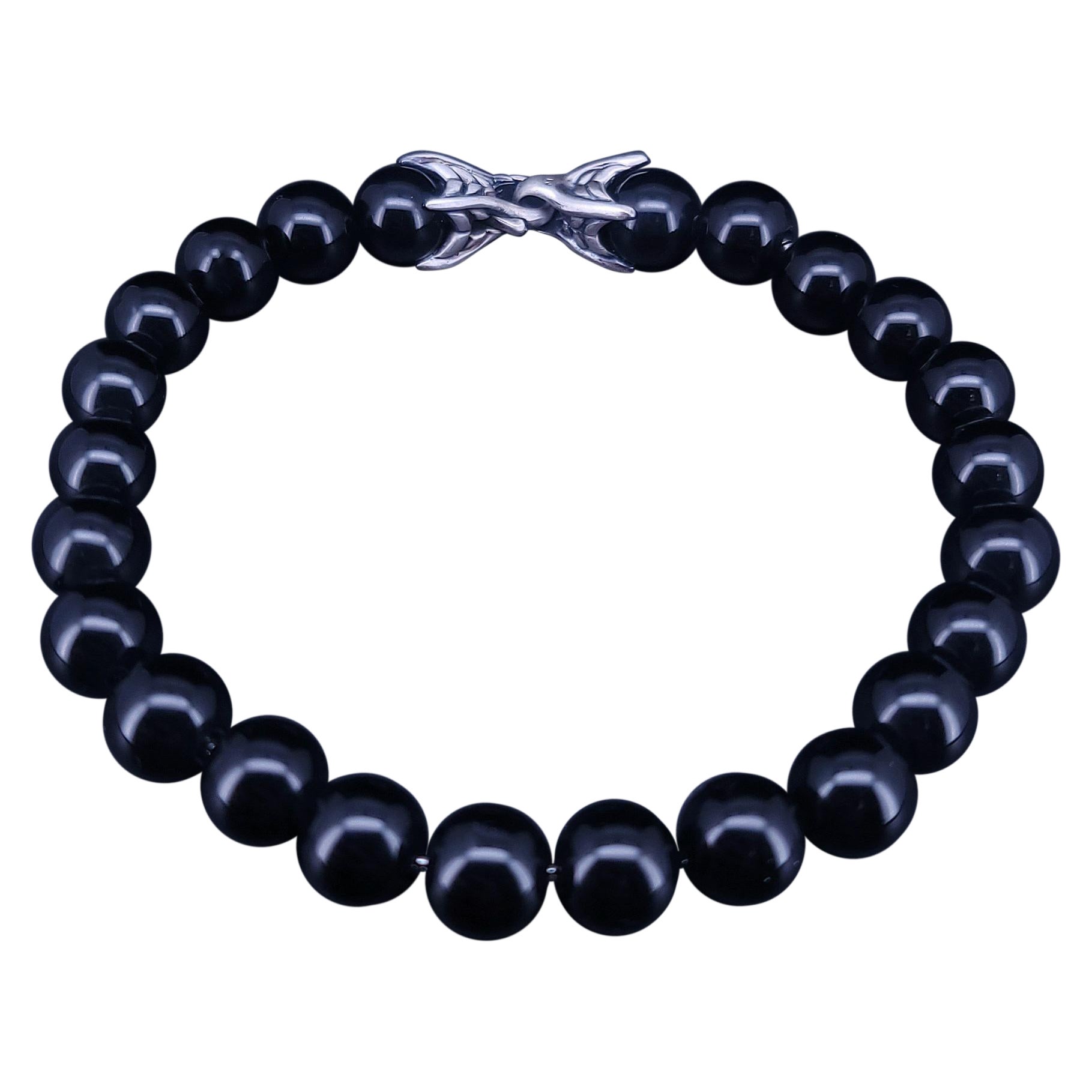 David Yurman Spiritual Beads Bracelet Sterling Silver with Black Onyx, 8mm