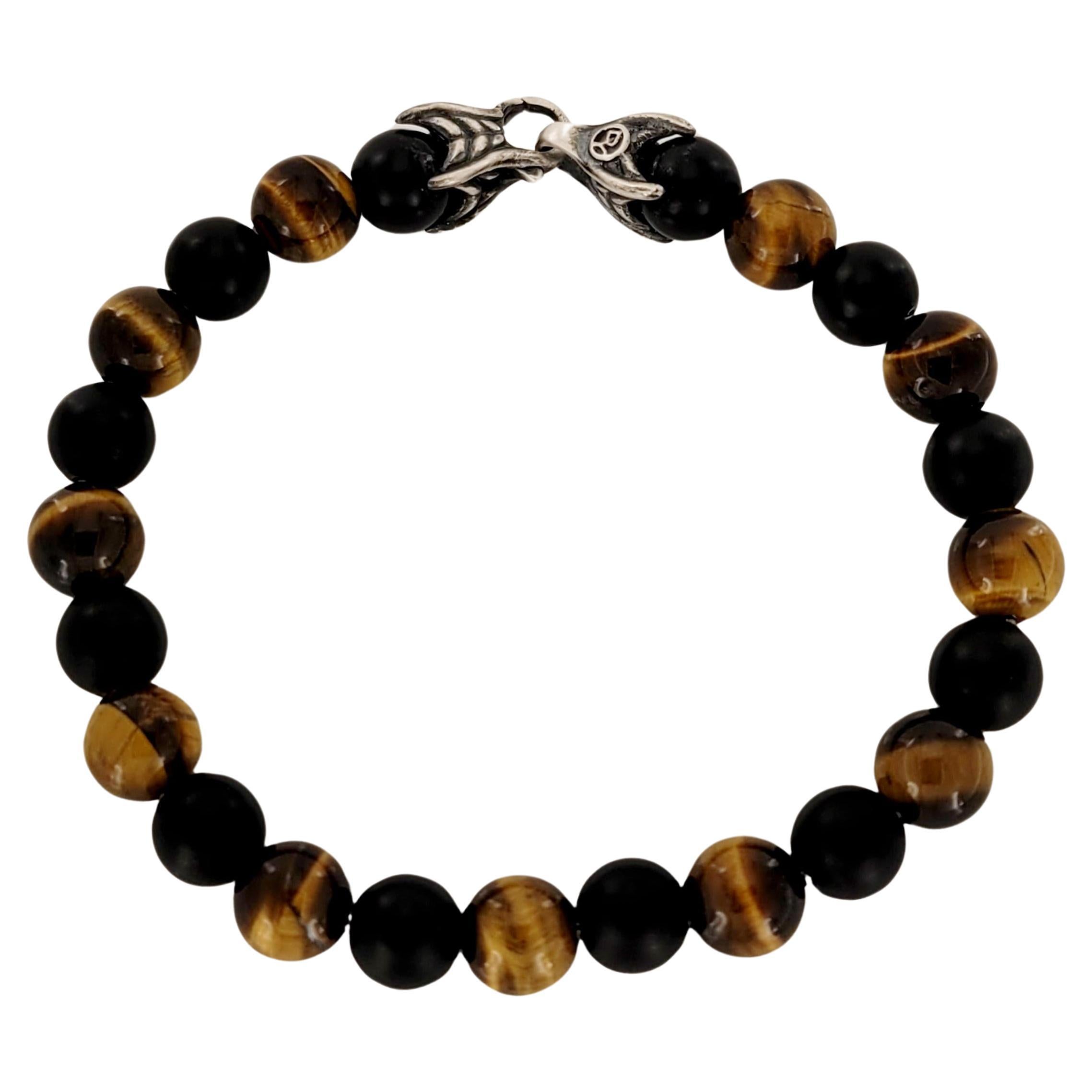 David Yurman Spiritual Beads Bracelet with Black Onyx and Tigers Eye For Sale