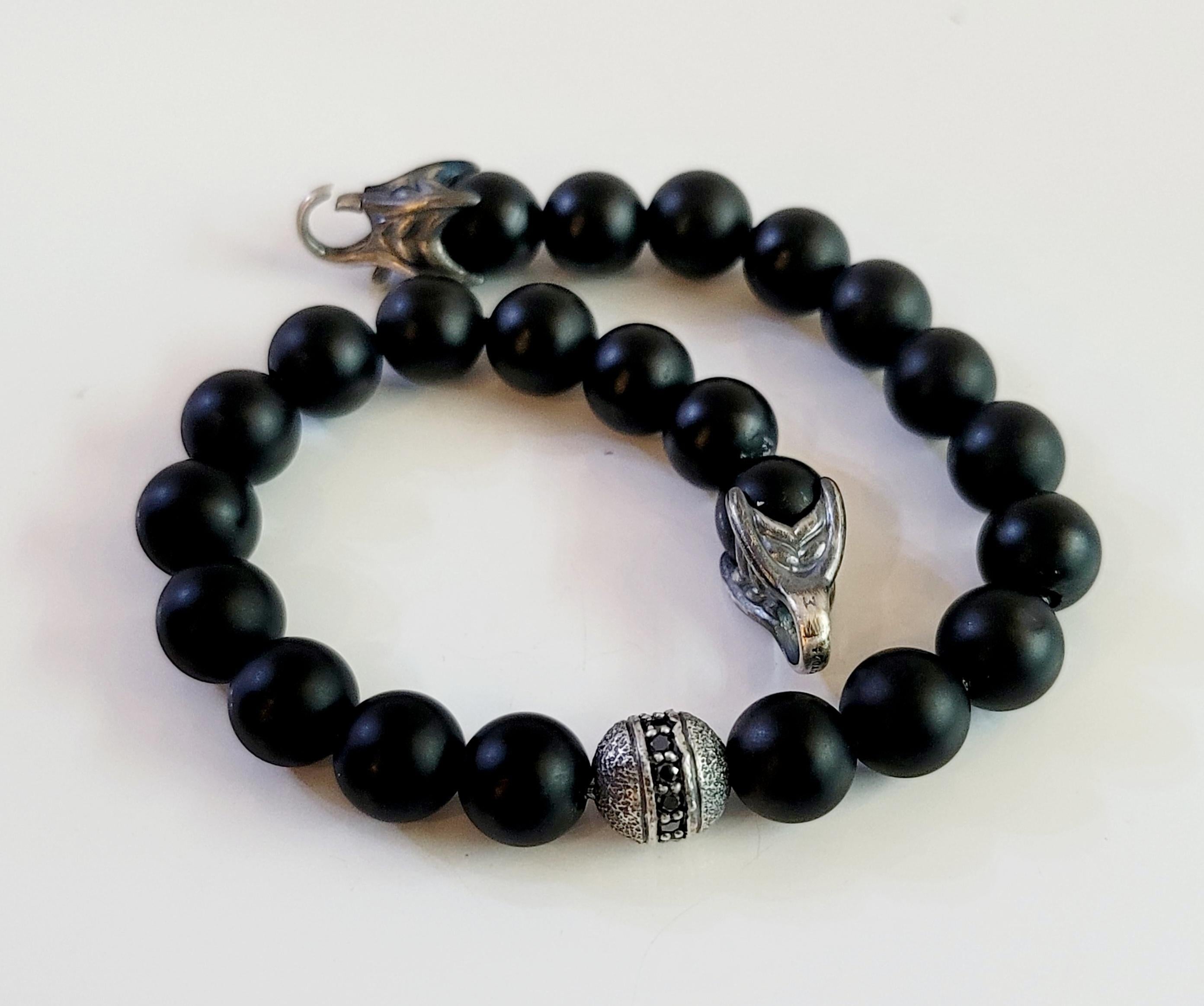David Yurman Spiritual Beads Bracelet with Black Onyx in Sterling Silver (Bracelet de perles spirituelles avec onyx noir en argent) Neuf - En vente à New York, NY