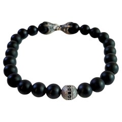 David Yurman Spiritual Beads Bracelet with Black Onyx in Sterling Silver (Bracelet de perles spirituelles avec onyx noir en argent)