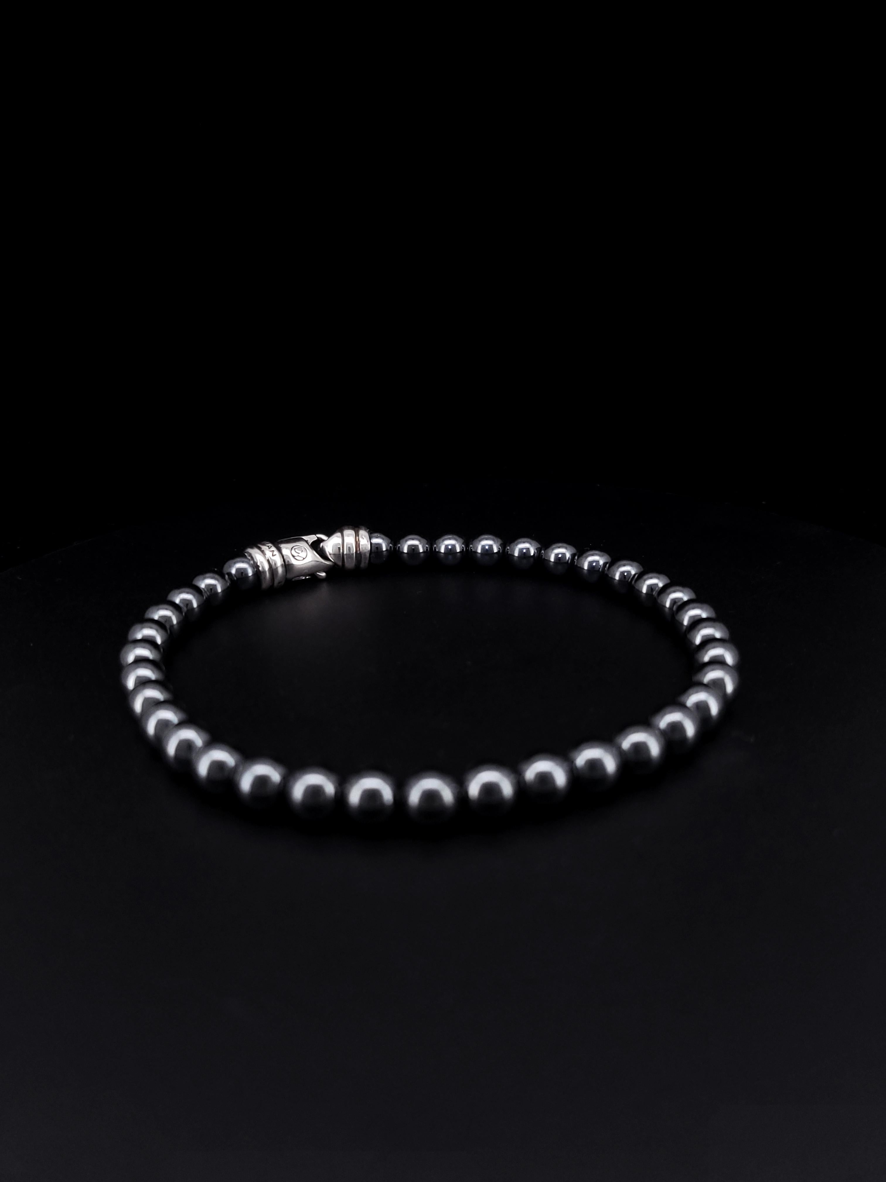 Round Cut David Yurman Spiritual Beads Bracelet with Hematite 6mm For Sale