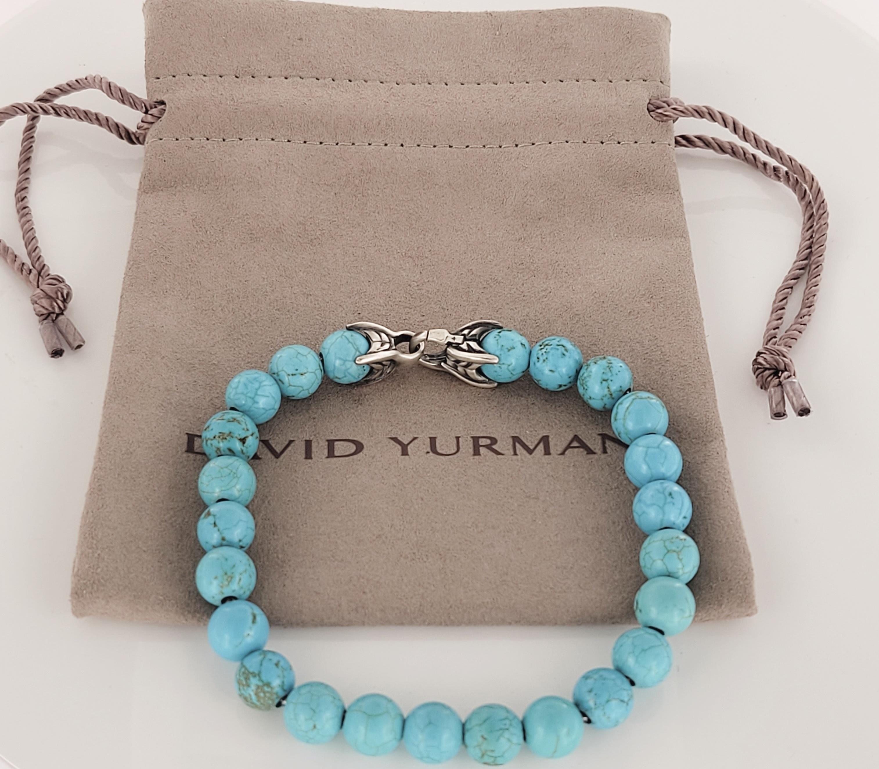 David Yurman Spiritual Perlenarmband mit türkisfarbenen Perlen mit 8 mm Türkisperlen (Rundschliff) im Angebot
