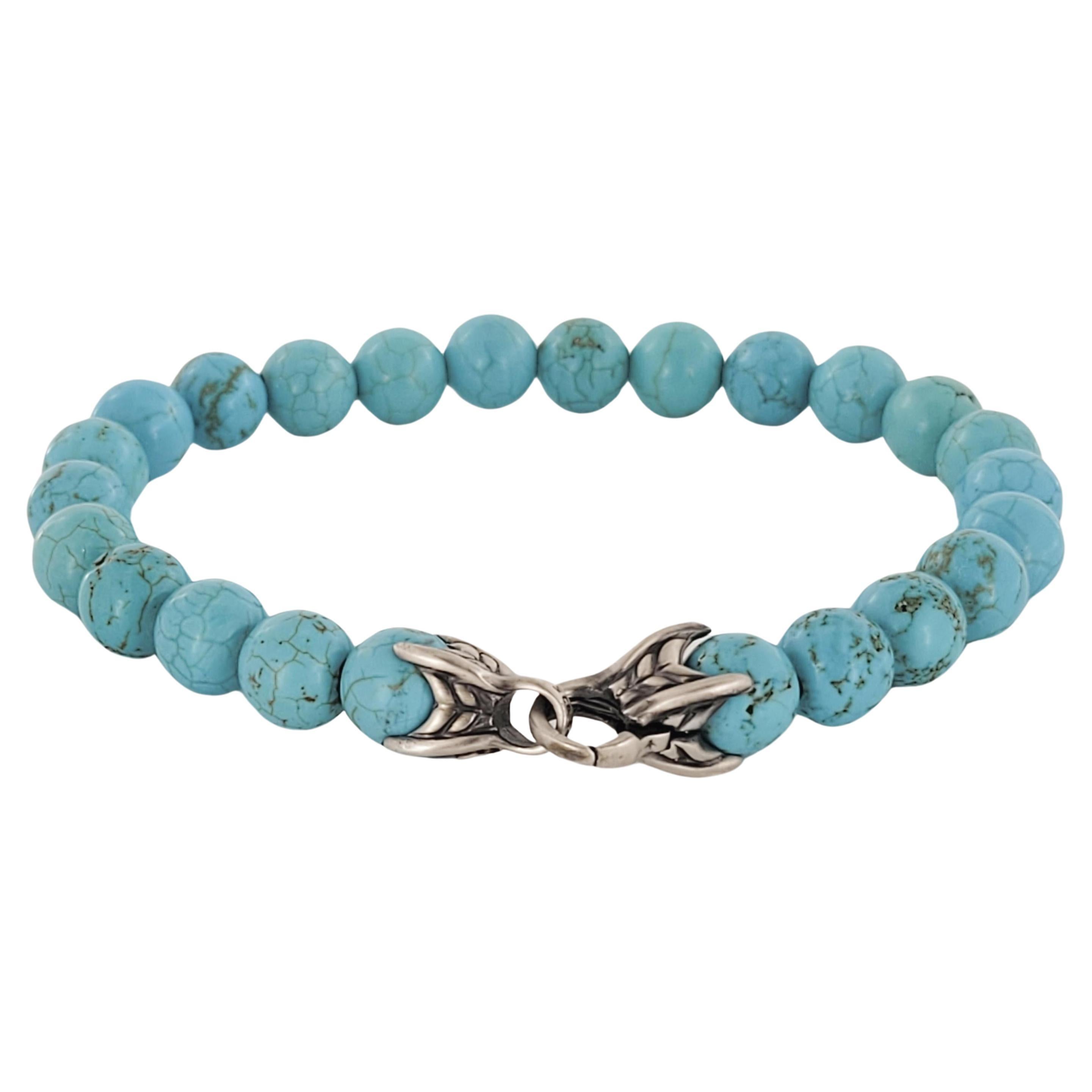 David Yurman Spiritual Beads Bracelet with Turquoise Bead 8mm For Sale