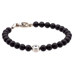 David Yurman Spiritual Beads Evil Eye Sterling Silver Onyx Sapphire Bracelet M