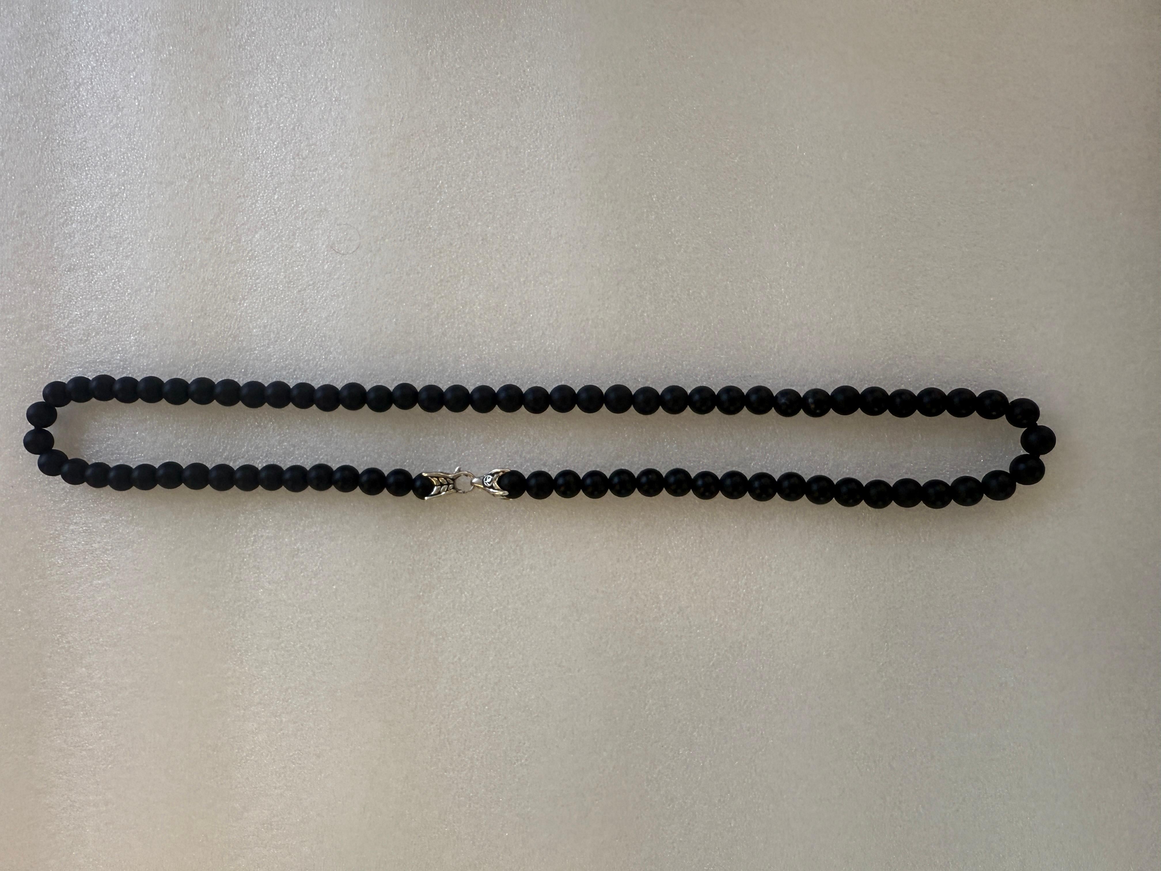 Perle David Yurman Collier de perles spirituelles avec Onyx noir 8mm en vente