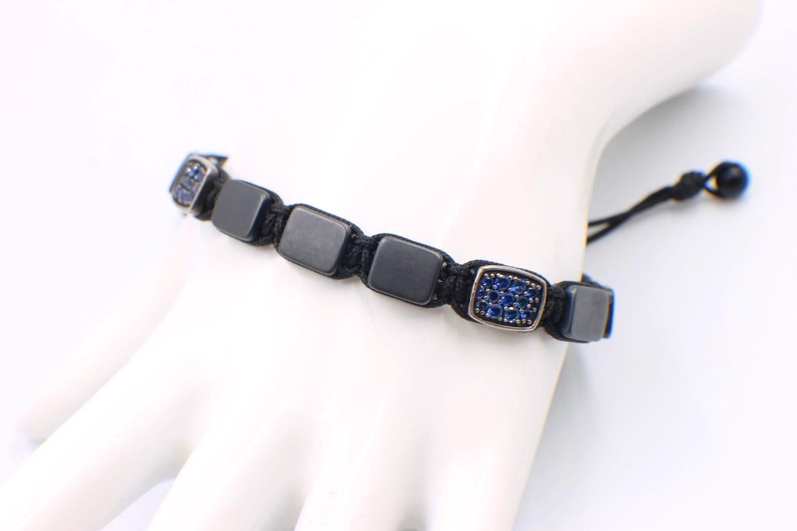 David Yurman Spiritual Beads Sapphires Two Station Tile Bracelet Sterling Silver 2