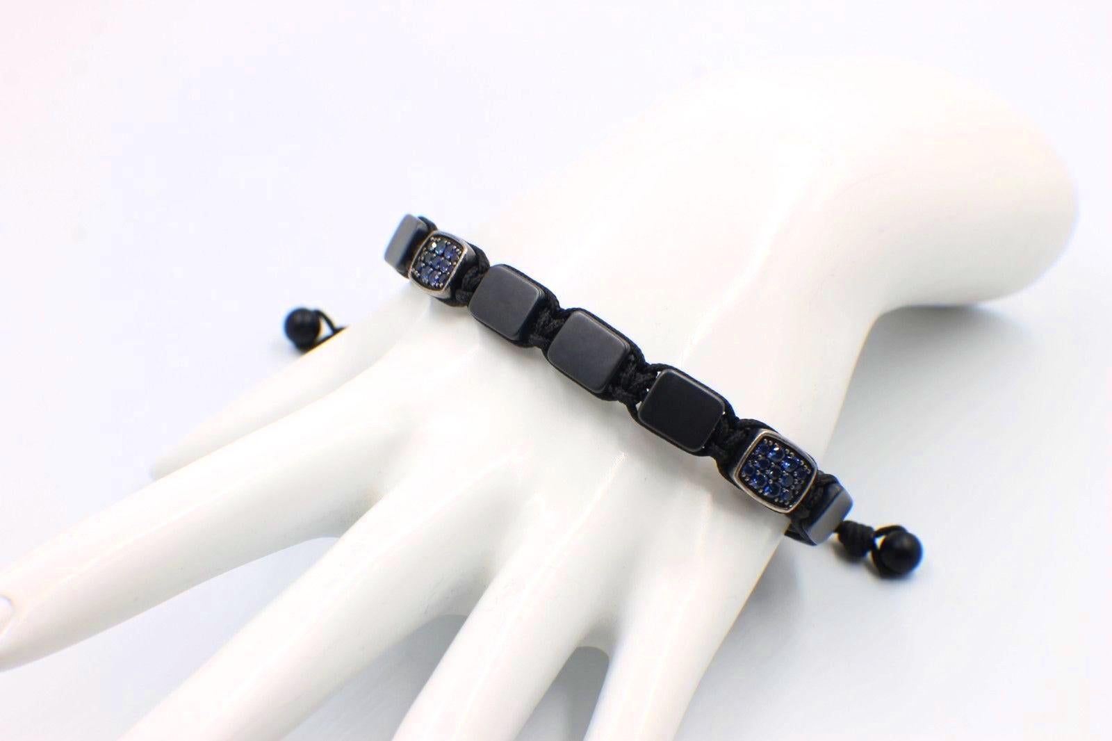 David Yurman Spiritual Beads Sapphires Two Station Tile Bracelet Sterling Silver For Sale 3