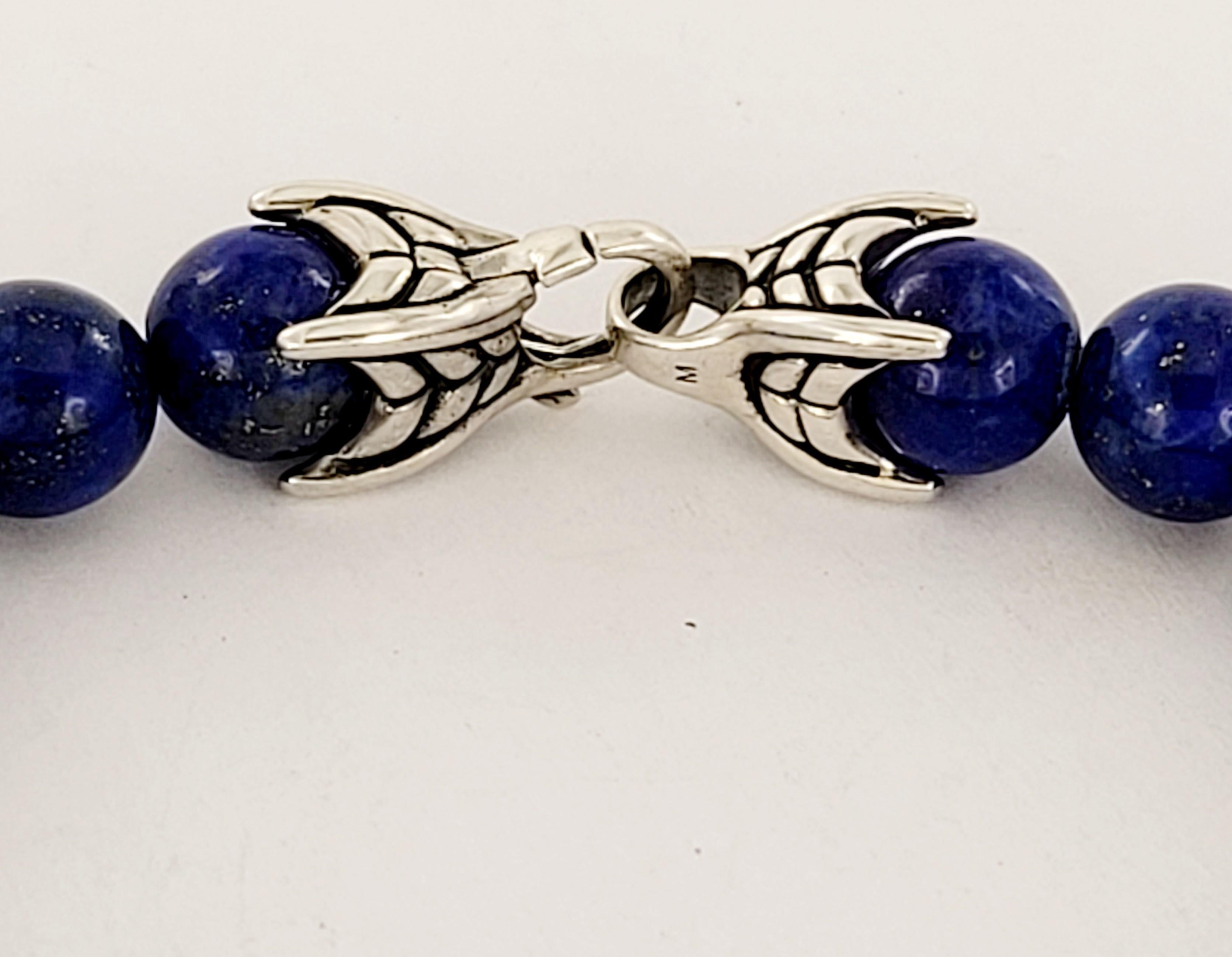 David Yurman Spiritual Blue Beaded Bracelet in Sterling Silver 8mm In New Condition For Sale In New York, NY