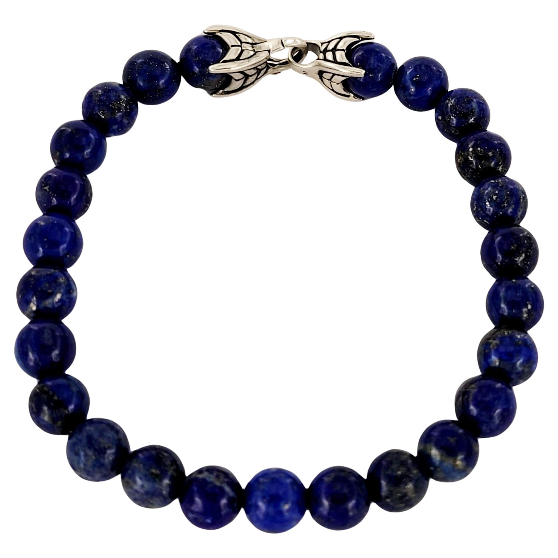 David Yurman Spiritual Blue Beaded Bracelet in Sterling Silver 8mm