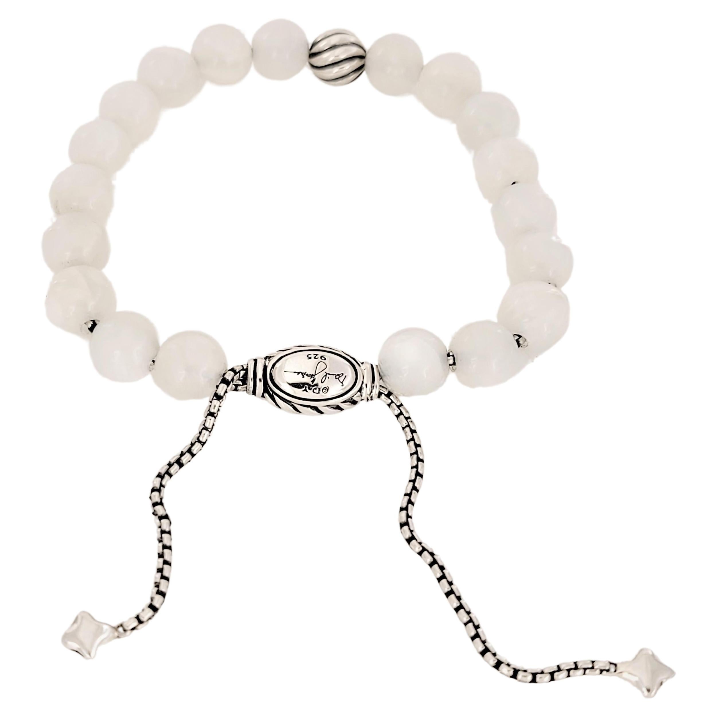 David Yurman  Spiritual Sterling silver  white Bead bracelet 8mm For Sale