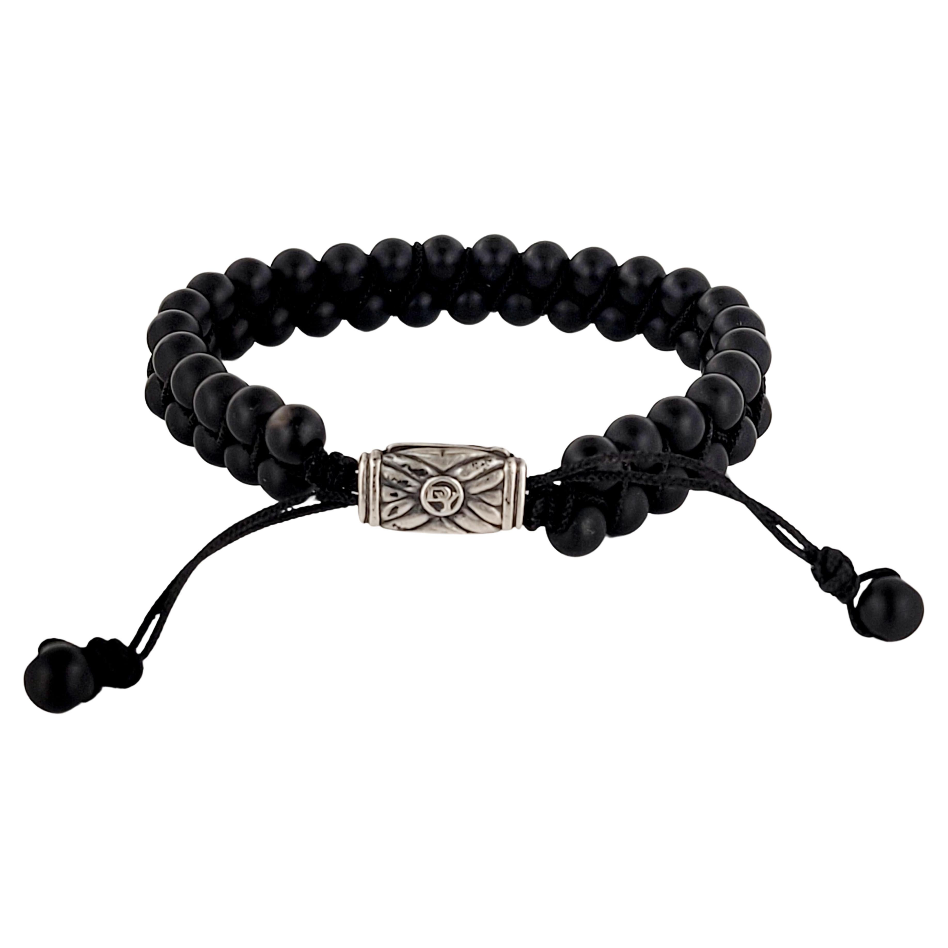 David Yurman Spiritual Two-Row Black Onyx Bracelet 6mm For Sale